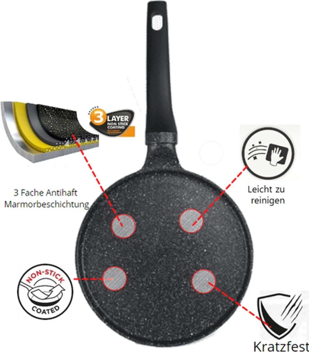Cheffinger Pannenkoekenpan - Antiaanbaklaag - Krasbestendig - 28cm 5 Cheffinger Pannenkoekenpan - Antiaanbaklaag - Krasbestendig - 28cm - Afbeelding 3