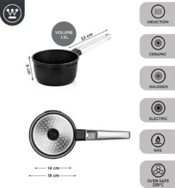 Westinghouse Performance Series - Steelpan Inductie 18cm - Zwart - Geschikt Voor Alle Warmtebronnen Inclusief Inductie En Ovenbestendig - Sauspan -Tefal Winkel 1120x1200 7