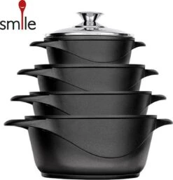 Tefal Winkel 46 Smile 10 Delige Pannenset - Antiaanbaklaag - Vaatwasser Bestendig - Zwart