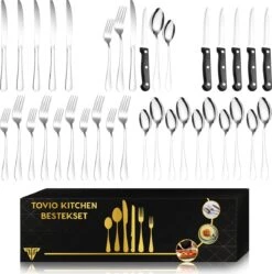 Toivo Kitchen Bestekset 4 Persoons - 24 Delig - Lepels Messen Vorken & Steakmessen - Vaatwasserbestendig - Zilver / RVS - Serviessets