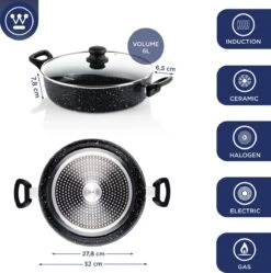 Westinghouse Hapjespan Inductie - Ø 32 Cm - Zwart Marmer - Met Deksel -Tefal Winkel 1190x1200 7