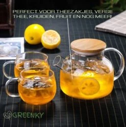 GREENKY Glazen Theepot Met Filter En Bamboe Deksel- Theekan - Duurzaam - Filter - Theehouder - Theeglas - Fruitkan - Schenkkan - Teapot - 1Liter - 1000ml -Tefal Winkel 1191x1200 5