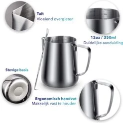 Qualitá® Melkkan Met Art Pen - Barista Melkkannetje - 350 ML - Melkopschuimkannen -Tefal Winkel 1196x1200 9