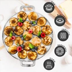 IRONO Poffertjespan Set - Incl. Doseerfles, Kwast En Vork - Poffertjespan Inductie En Electrisch - Poffertjesmaker 19 Poffertjes - Poffertjes Maken - Spuitfles - Cadeau Voor Mannen En Vrouwen -Tefal Winkel 1198x1200 5
