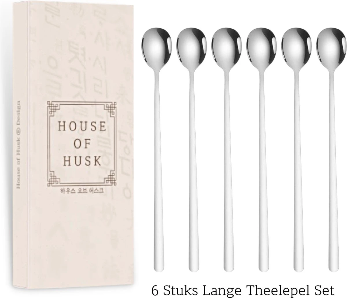 House Of Husk Latte Macchiato Lepels Set - Lange Theelepels - Koffielepels - Longdrinklepels - Sorbetlepels - Barlepel - RVS - 6 Stuks - 20CM - Zilver 9 House Of Husk Latte Macchiato Lepels Set - Lange Theelepels - Koffielepels - Longdrinklepels - Sorbetlepels - Barlepel - RVS - 6 Stuks - 20CM - Zilver - Afbeelding 7