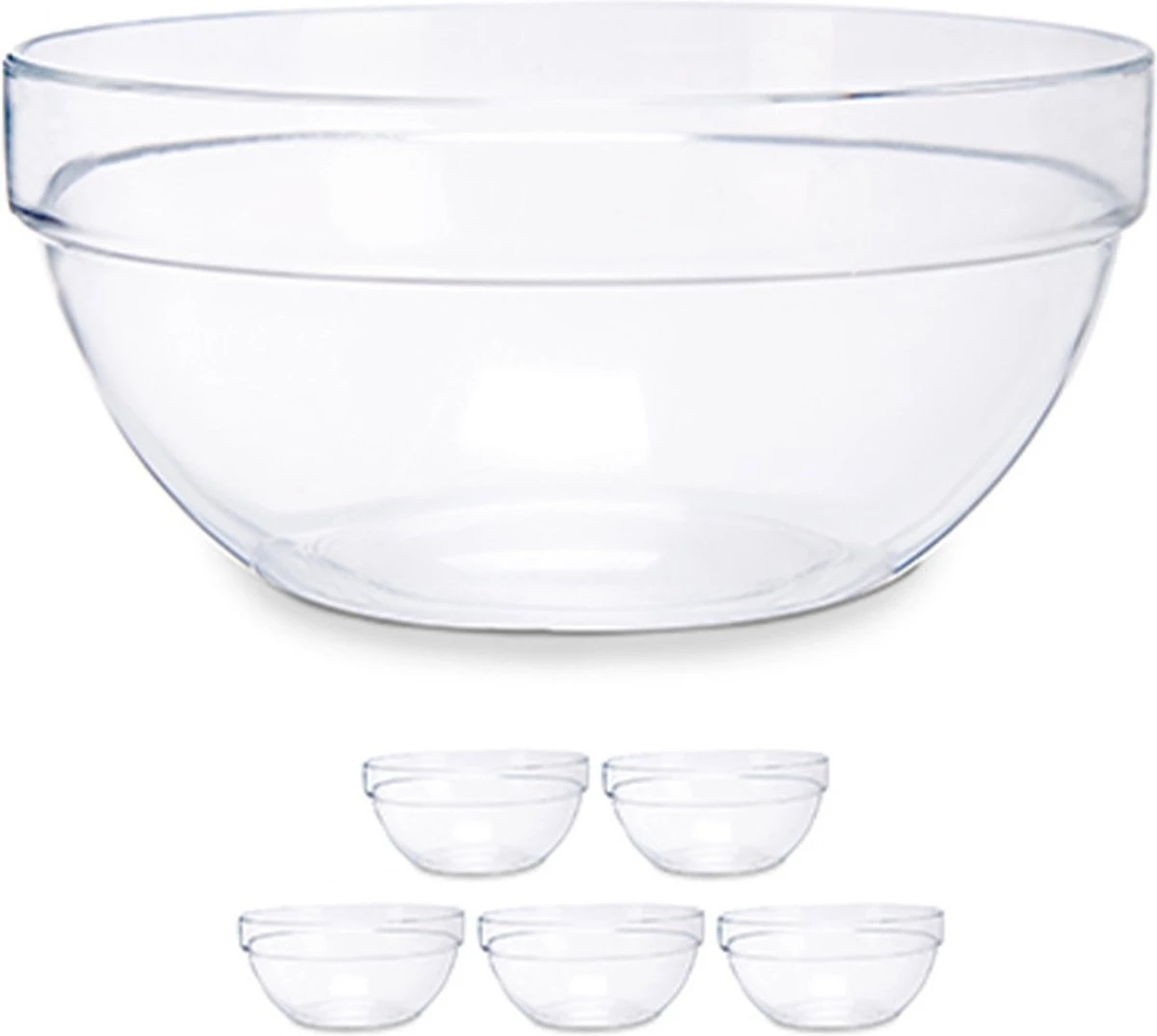 Set Van 6x Stuks Glazen Salade/dessert/sauzen Schaaltjes/kommetjes 10.5 X 4.5 Cm - Schalen/kommen Van Glas 3 Set Van 6x Stuks Glazen Salade/dessert/sauzen Schaaltjes/kommetjes 10.5 X 4.5 Cm - Schalen/kommen Van Glas