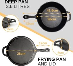 Nuovva 2-in-1 Gietijzeren Steelpan En Braadpan Of Grillplaat Met Dubbel Functie Koekenpan Deksel - 3 Liter - 26cm 11 Nuovva 2-in-1 Gietijzeren Steelpan En Braadpan Of Grillplaat Met Dubbel Functie Koekenpan Deksel - 3 Liter - 26cm -Tefal Winkel 1200x1086