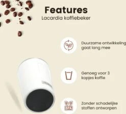 LaCardia Koffiebeker To Go Premium Wit – Thermosbeker – Theebeker – 380ML – Herbruikbaar -Tefal Winkel 1200x1088 3