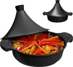 Tefal Winkel 34 BIKO | Luxe Aluminium Tajine Inductie| Tagine | Geschikt Voor 4-8 Personen - Inductie - Zwart