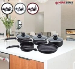 Herzberg HG-5003BK: 8 Pieces Marble Cookware Set - Black -Tefal Winkel 1200x1109 2