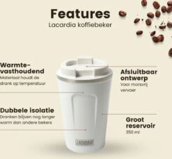 LaCardia Koffiebeker To Go Premium Wit – Thermosbeker – Theebeker – 380ML – Herbruikbaar -Tefal Winkel 1200x1114 1