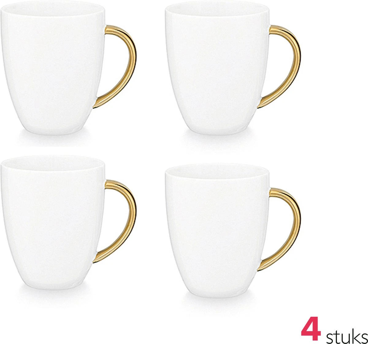 Vtwonen Serviesset - Wit-Goud - Porselein - 24-delig 13 Vtwonen Serviesset - Wit-Goud - Porselein - 24-delig - Afbeelding 11