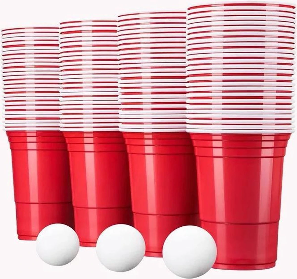 Merkloos Beerpong - 50 Stuk(s) - Red Cups Inc. 3 Ballen - Beerpong Drankspel - Plastic Bekers - Beer Pong 3 Merkloos Beerpong - 50 Stuk(s) - Red Cups Inc. 3 Ballen - Beerpong Drankspel - Plastic Bekers - Beer Pong