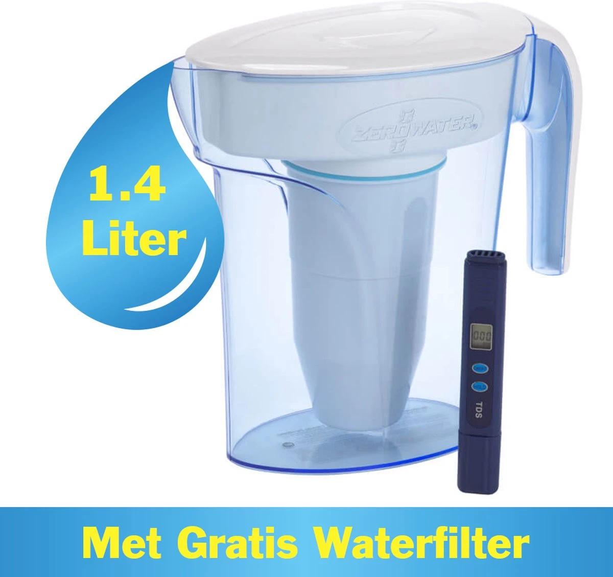 ZeroWater - 1,4 Liter Waterfilter Kan - Met TDS Meter 3 ZeroWater - 1,4 Liter Waterfilter Kan - Met TDS Meter