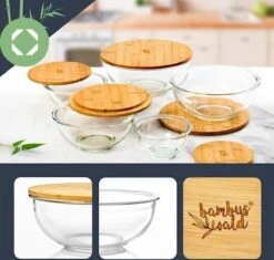 Klarstein Glazen Serveerschaal Met Bamboe Deksel - Afwasmachinebestendig - Veelzijdig Inzetbaar -Tefal Winkel 1200x1144