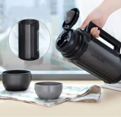 Lock&Lock Thermoskan - Isoleerkan - Thee En Koffie - Lekvrij - 1,5 Liter - RVS - Inklapbaar Handvat - Zwart -Tefal Winkel 1200x1155 6