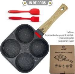 W&Z® Pannenkoekenpan Inductie - Pancake Pan - Omeletpan - Omeletmaker -Eierpan- Anti Aanbak - 4 Vakjes -Tefal Winkel 1200x1179