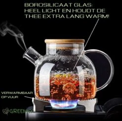 GREENKY Glazen Theepot Met Filter En Bamboe Deksel- Theekan - Duurzaam - Filter - Theehouder - Theeglas - Fruitkan - Schenkkan - Teapot - 1Liter - 1000ml -Tefal Winkel 1200x1189 5