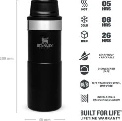 Stanley Trigger-Action Travel Mug 0.35L - Thermosfles - Matt Black -Tefal Winkel 1200x1194 3