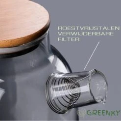 GREENKY Glazen Theepot Met Filter En Bamboe Deksel- Theekan - Duurzaam - Filter - Theehouder - Theeglas - Fruitkan - Schenkkan - Teapot - 1Liter - 1000ml -Tefal Winkel 1200x1195 15