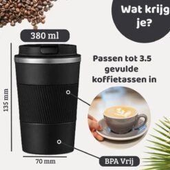 Mmoods Thermosbeker Voor Koffie En Thee 380ml - Koffiebeker To Go - Reisbeker Voor Auto - Herbruikbare Drinkfes Voor Warme En Koude Dranken - Ecologische Thermoskan Zwart Geschenk -Tefal Winkel 1200x1200 1000