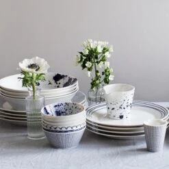 Royal Doulton Pacific - 6x Mok / Beker - Porselein - Wit / Blauw - 450 Ml - Set Van 6 Mokken -Tefal Winkel 1200x1200 1083