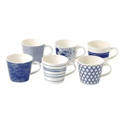 Royal Doulton Pacific - 6x Mok / Beker - Porselein - Wit / Blauw - 450 Ml - Set Van 6 Mokken -Tefal Winkel 1200x1200 1085