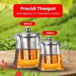 Procidi® Glazen Theepot Met Filter - Theekan Met Infuser - Dubbelwandig Borosilicaat Glas - Thee Thermoskan - Koffiekan 750 ML - Teapot -Tefal Winkel 1200x1200 1184
