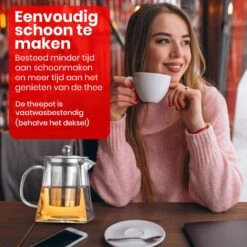 Procidi® Glazen Theepot Met Filter - Theekan Met Infuser - Dubbelwandig Borosilicaat Glas - Thee Thermoskan - Koffiekan 750 ML - Teapot -Tefal Winkel 1200x1200 1187