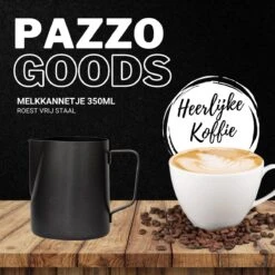 Merkloos Pazzo Goods - Melkkan - Melkkannetje Opschuim - Zwart - 350 Ml - Premium Kwaliteit - RVS - -Tefal Winkel 1200x1200 1199