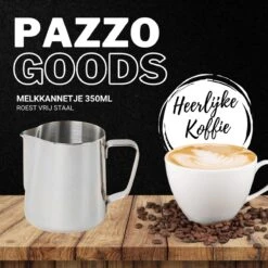 Merkloos Pazzo Goods - Melkkan - Melkkannetje Opschuim - Zilver - 350 Ml - Premium Kwaliteit - RVS - -Tefal Winkel 1200x1200 1210