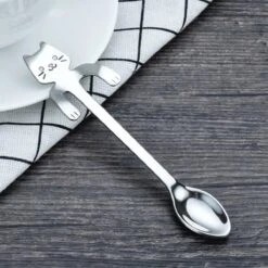 Merkloos 4 Theelepels Hangende Kat - Katten Koffielepel - RVS - Zilverkleurig -Tefal Winkel 1200x1200 1295