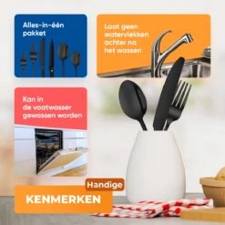 Strex Bestekset 6 Persoons - Zwart - 36-delig - Roestvrij Staal - Lepels, Messen, Vorken En Steakmessen - Hoogwaardige Kwaliteit 13 Strex Bestekset 6 Persoons - Zwart - 36-delig - Roestvrij Staal - Lepels, Messen, Vorken En Steakmessen - Hoogwaardige Kwaliteit -Tefal Winkel 1200x1200 1322