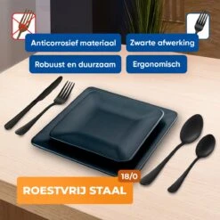 Strex Bestekset 6 Persoons - Zwart - 36-delig - Roestvrij Staal - Lepels, Messen, Vorken En Steakmessen - Hoogwaardige Kwaliteit 15 Strex Bestekset 6 Persoons - Zwart - 36-delig - Roestvrij Staal - Lepels, Messen, Vorken En Steakmessen - Hoogwaardige Kwaliteit -Tefal Winkel 1200x1200 1324