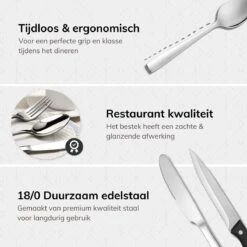 Deleca 6 Persoons Bestekset (36-delig) - Lepels, Messen, Vorken & Steakmessen - Vaatwasserbestendig - Zilver / RVS -Tefal Winkel 1200x1200 1382