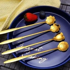 Fako Bijoux® - 8 Lange Lepels Bloem Motief - Latte Macchiato - Longdrink - Cocktail - Dessert - IJs - Koffie - Goud - 8 Stuks - Bewaarzakje -Tefal Winkel 1200x1200 1424