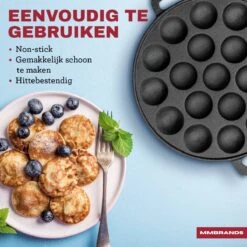 MM Brands Poffertjespan - Poffertjesmaker - Inductie / Oven / BBQ - Inclusief Handvat, Borstel En Vorken -Tefal Winkel 1200x1200 245