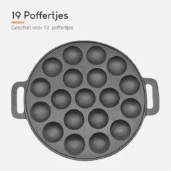 Ocina Poffertjespan – Combo Pack – 19 Poffertjes – Poffertjesmaker – Poffertjespan Inductie – Poffertjespan Electrisch – Gietijzeren Pan - Inclusief Doseerfles, Handvaten, 6x Poffertjesvorken En Invetkwast – Gratis Receptenboek -Tefal Winkel 1200x1200 32