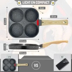 W&Z® Pannenkoekenpan Inductie - Pancake Pan - Omeletpan - Omeletmaker -Eierpan- Anti Aanbak - 4 Vakjes -Tefal Winkel 1200x1200 331