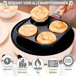 W&Z® Pannenkoekenpan Inductie - Pancake Pan - Omeletpan - Omeletmaker -Eierpan- Anti Aanbak - 4 Vakjes -Tefal Winkel 1200x1200 334