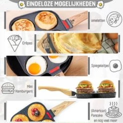 W&Z® Pannenkoekenpan Inductie - Pancake Pan - Omeletpan - Omeletmaker -Eierpan- Anti Aanbak - 4 Vakjes -Tefal Winkel 1200x1200 335