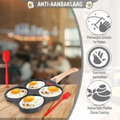 W&Z® Pannenkoekenpan Inductie - Pancake Pan - Omeletpan - Omeletmaker -Eierpan- Anti Aanbak - 4 Vakjes -Tefal Winkel 1200x1200 336