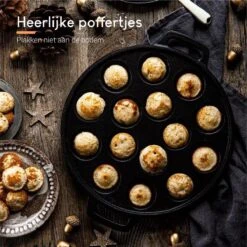 Ocina Poffertjespan – Combo Pack – 19 Poffertjes – Poffertjesmaker – Poffertjespan Inductie – Poffertjespan Electrisch – Gietijzeren Pan - Inclusief Doseerfles, Handvaten, 6x Poffertjesvorken En Invetkwast – Gratis Receptenboek -Tefal Winkel 1200x1200 35