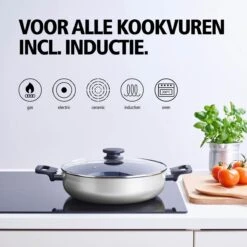 BRABANTIA INDU+ Hapjespan - Keramische Antiaanbaklaag - Met Deksel - Ø 28 Cm - Inductie - Pfas Vrij -Tefal Winkel 1200x1200 409