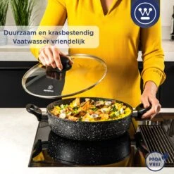 Westinghouse Hapjespan Inductie - Ø 32 Cm - Zwart Marmer - Met Deksel -Tefal Winkel 1200x1200 420