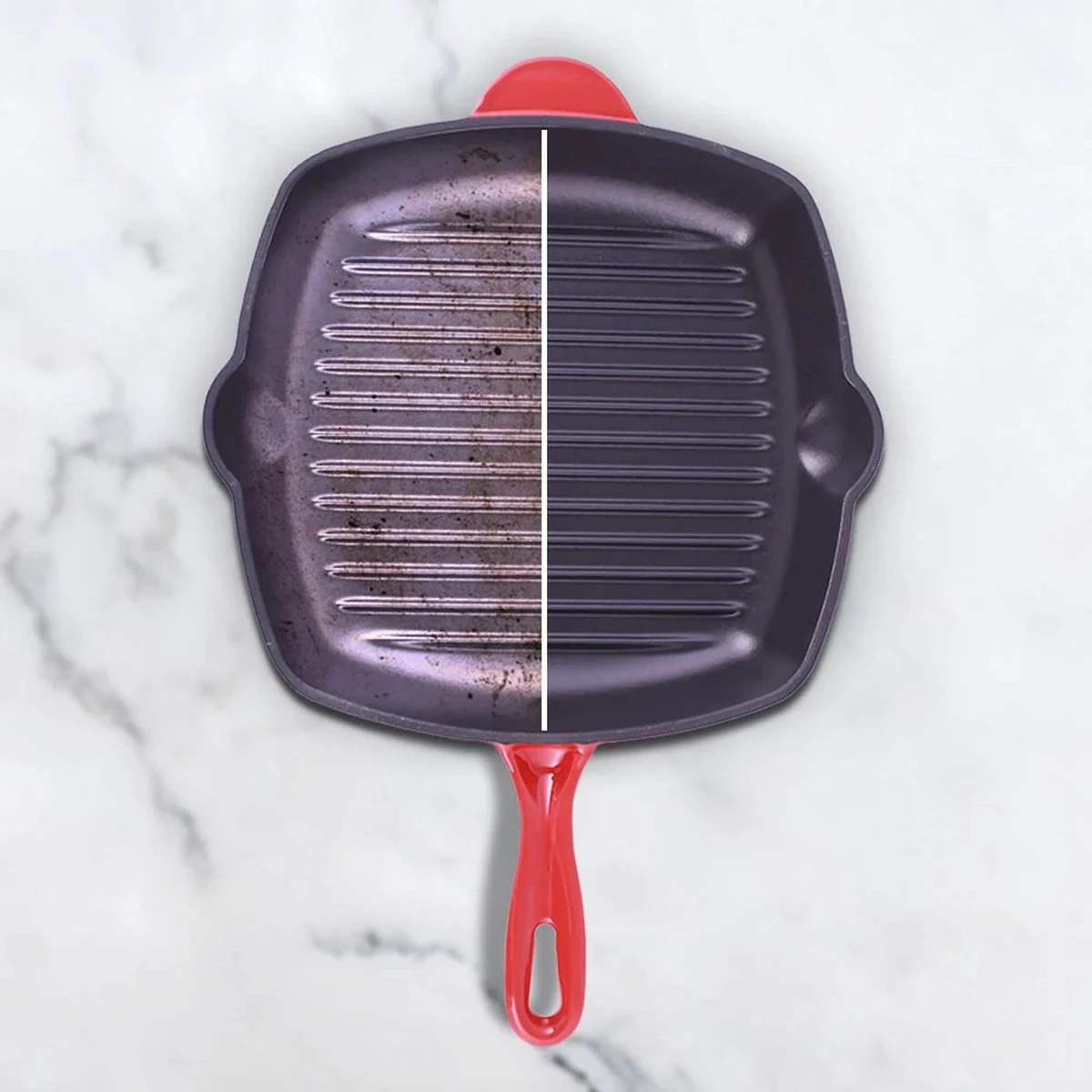 Cdealsz® Grillpan Gietijzer - Inductie - Rood - 28 Cm 6 Cdealsz® Grillpan Gietijzer - Inductie - Rood - 28 Cm - Afbeelding 4
