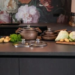 Herenthal Inductie Pannenset- Luxe 10-delige Koekenpannenset - Voor Alle Warmtebronnen - Met Glazen Deksels - Koper -Tefal Winkel 1200x1200 61