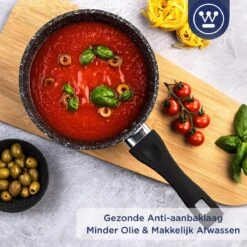 Westinghouse Steelpan Inductie - Ø 18 Cm - Zwart Marmer - Met Deksel - Sauspan -Tefal Winkel 1200x1200 682