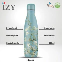 IZY Bottles X Van Gogh Museum - Amandelbloesem | 500 ML | Thermosfles | Drinkfles | Waterfles | Schoolfles | Isoleerfles | Beker | Drinkbeker | Koud | Warm | Fles | Back To School | 500ml -Tefal Winkel 1200x1200 712
