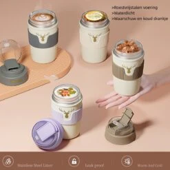 Floraweg Cup - Drinkbeker To GO- Lekvrij Dubbelwandig ,RVS 316, Thermosbeker Koffiebeker- Koffie En Thee - 400ml Zwart -Tefal Winkel 1200x1200 804